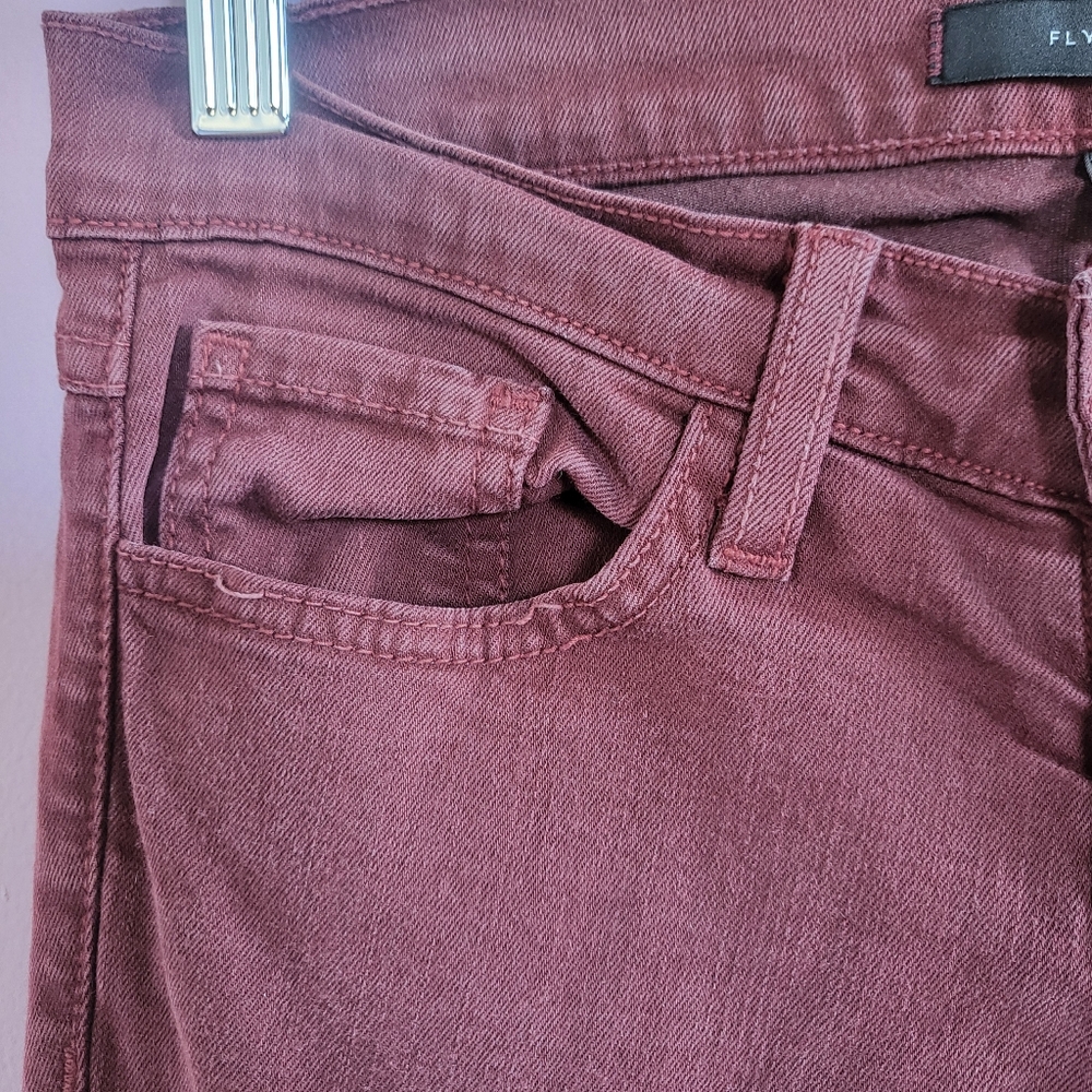 Flying Monkey Maroon Red Low Rise Fitted Flare Jeans - Picture 3 of 8